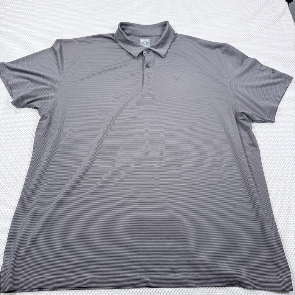 Callaway Opti-Dri Men's 2XL Gray Micro Stripe Short Sleeve Golf Polo Shirt